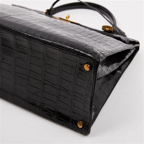 bolso kelly hermes cocodrilo|Bolso HERMES Kelly 35 Cocodrilo Negro Brillante.